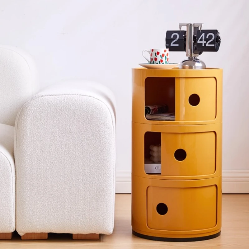 Modern Bedside Table Nightstand Creative Storage Rack Three Layer Plastic Cabinet Storage Locker Home