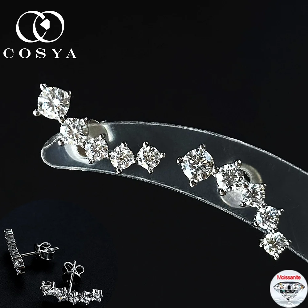 

COSYA 1,16 карата серьги-гвоздики с муассанитом для женщин, стерлинговое серебро S925, сверкающие серьги с лабораторными бриллиантами, ювелирные изделия, сертифицированные GRA