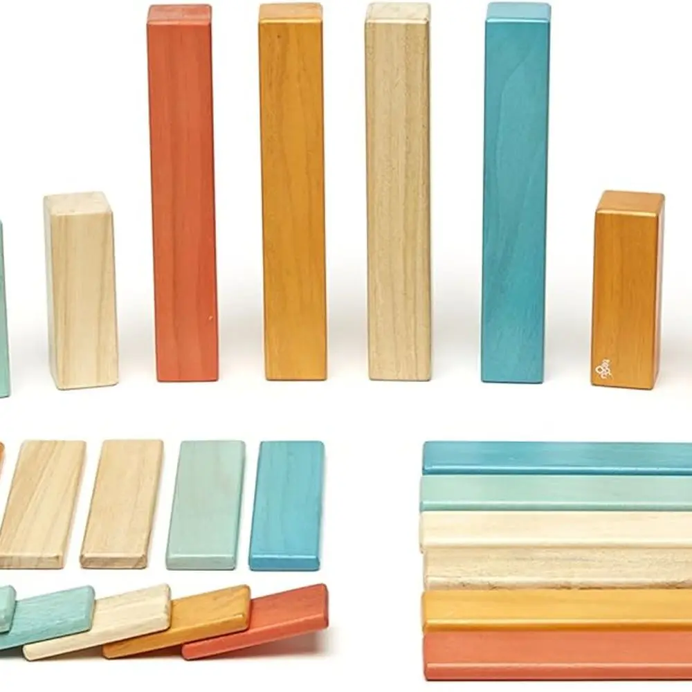Bloques de madera magnéticos Sunset de 42 piezas Tegu, adecuados para edades de 1 a 99 años