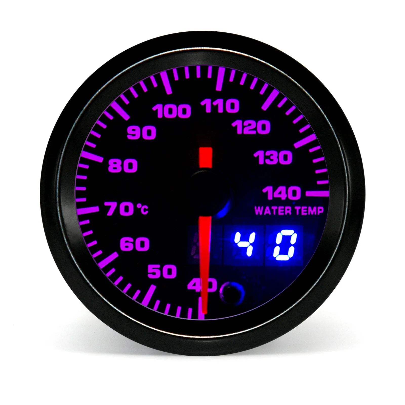 Racing Modification Digital Water Temperature Gauge 40~140 Celsius  52mm 7 Colors LED Dual Temp Meter With Sensor and Adapter