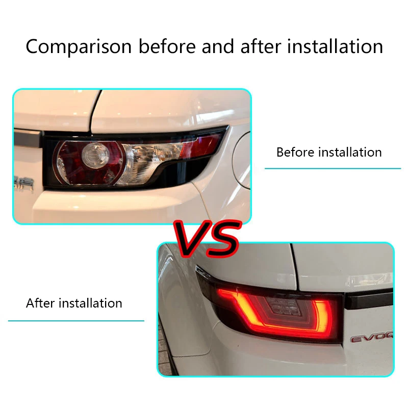 2 قطعة مصباح ليد خلفي ديناميكي لاند روفر رينج روفر إيفوك 2012-2018 بدوره إشارة عكس تشغيل مصباح مكبح