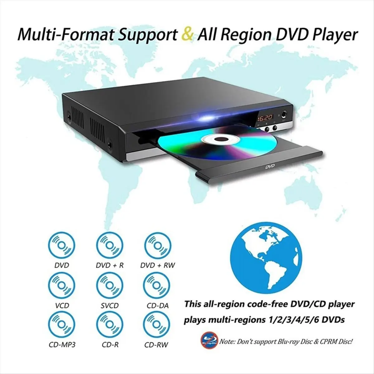 

【BUY NOW】DVD Player 1080P Home DVD Player Box for TV DVD229 HD DVD Player CD-Discs Player AV Output MIC-Port US Plug