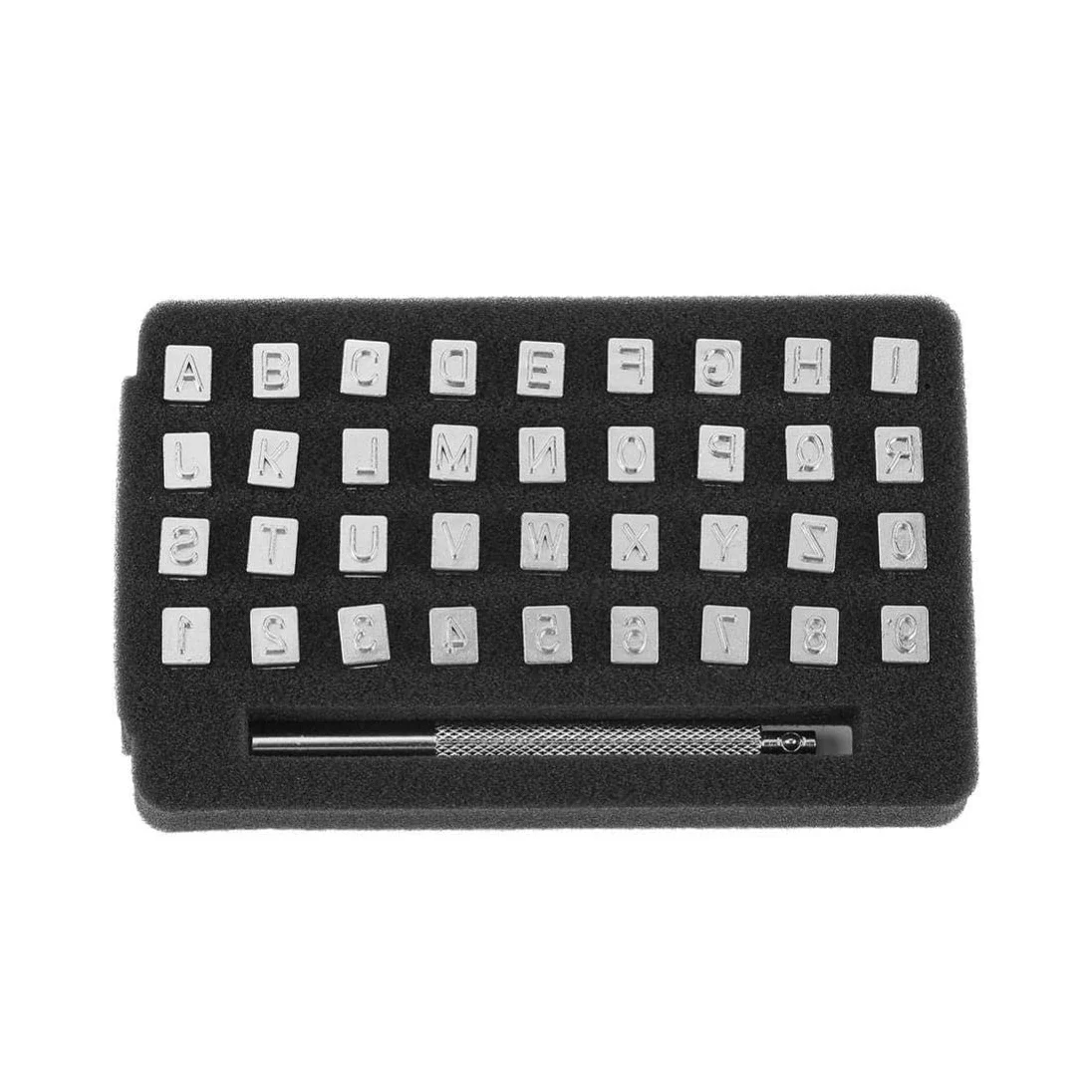 A06K 1 doos met 36 letter- en nummerstempelsets, metalen stempelgereedschappen voor metaal- en houtstempels 6 mm