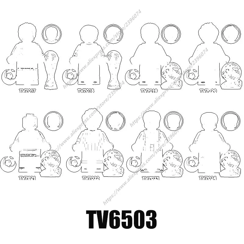 Modelos populares dos esportes Brinquedo dos blocos de construção para crianças, figuras, esportes, TV6503, TV7017, TV7018, TV7019, TV7020, TV7021, TV7022, TV7023, TV7024