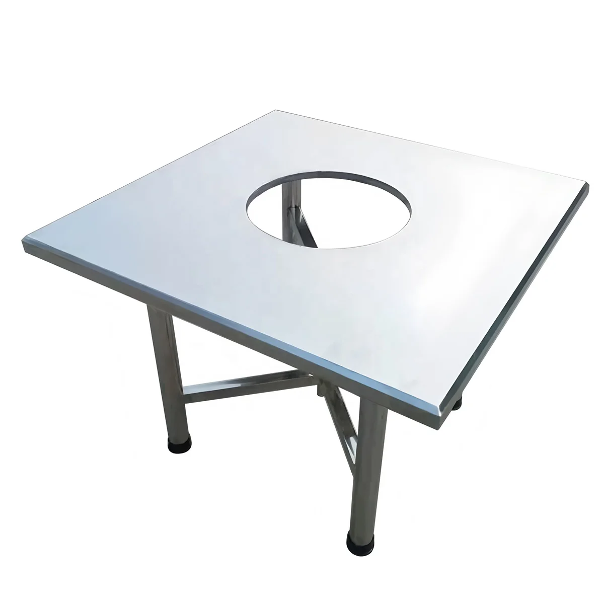

Portable Stainless Steel Detachable Square Dinner Table Charcoal Stove Table for Commercial Household Restaurant Hot Pot BBQprom