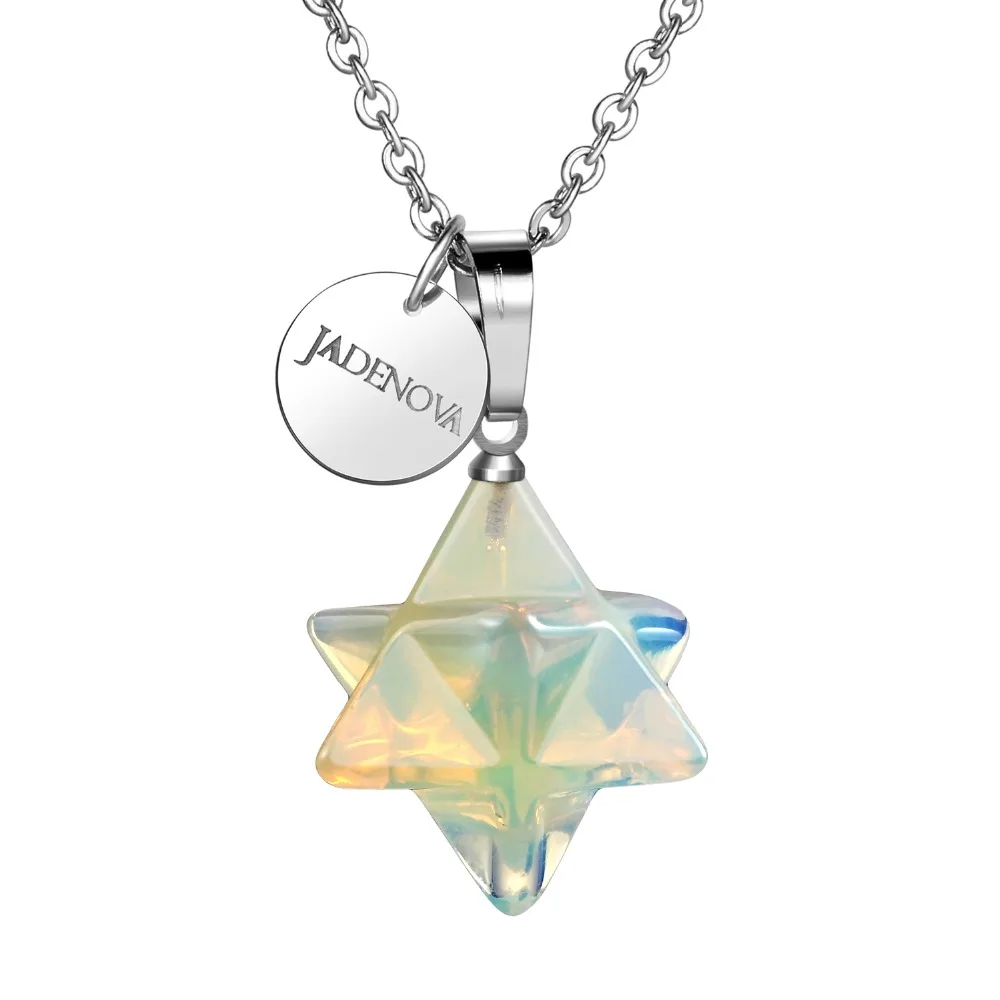 Collier pendentif étoile Merkaba 3D, Chakra Reiki, guérison énergétique, bijoux en cristal, acier inoxydable JO18 po