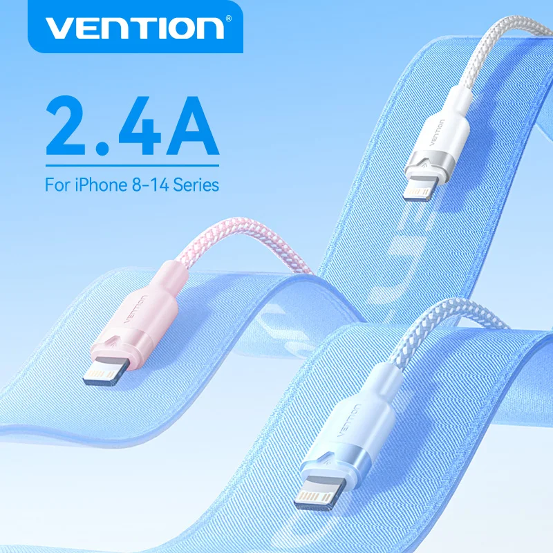 Vention USB to Lightnin Cable For iPhone 14 13 12 11 Pro XS 8 2.4A USB 2.0 to Lightning Cable Data Wire Fast Charging Cable