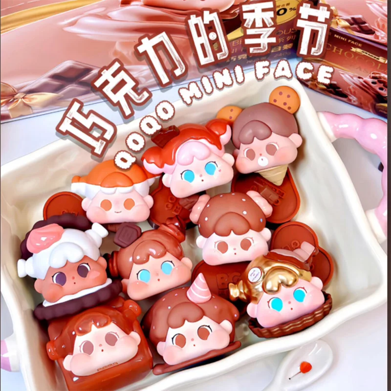 

QOQO MINI FACE Шоколадный сезон Серия Слепая коробка Игрушки Mystery Box Кукла Kawaii Аниме Фигурка Украшение рабочего стола Девушки День рождения