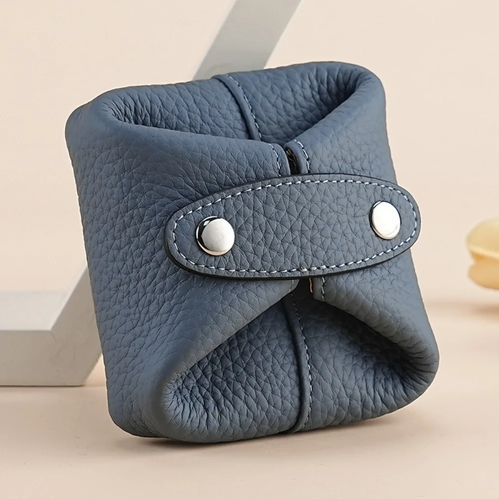 Solid Color Cowhide Coin Purse Multi-function Car Key Storage Coin Purse Mini Cosmetic Bag Korean Style Small Earphone Bag Gifts