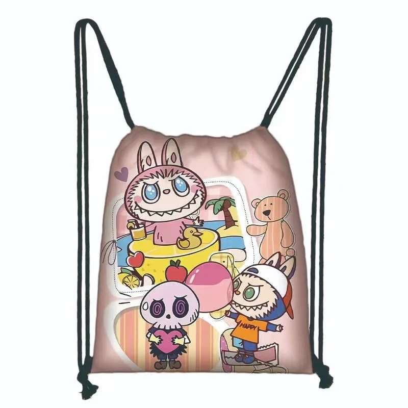 Creative High-value Full-print Drawstring Pocket Large-capacity Storage Bag Polyester Student Drawstring School Bag