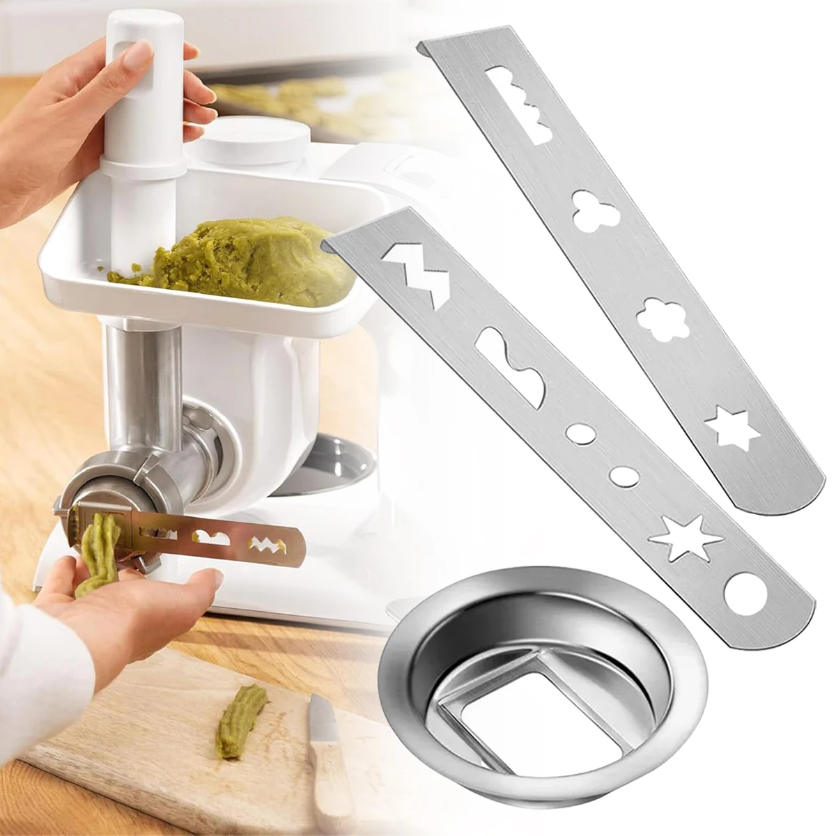 接続リング付きステンレス鋼ビスケット型、実用的なペストリーアタッチメント、ミートグラインダー、サイズ5