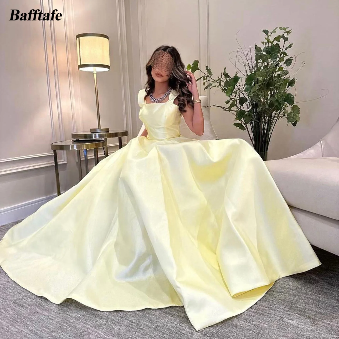 

Bafftafe A Line Satin Saudi Arabia Wedding Dresses Women Formal Party Prom Gowns Bride Dress Floor Length Bridal Gowns 2024