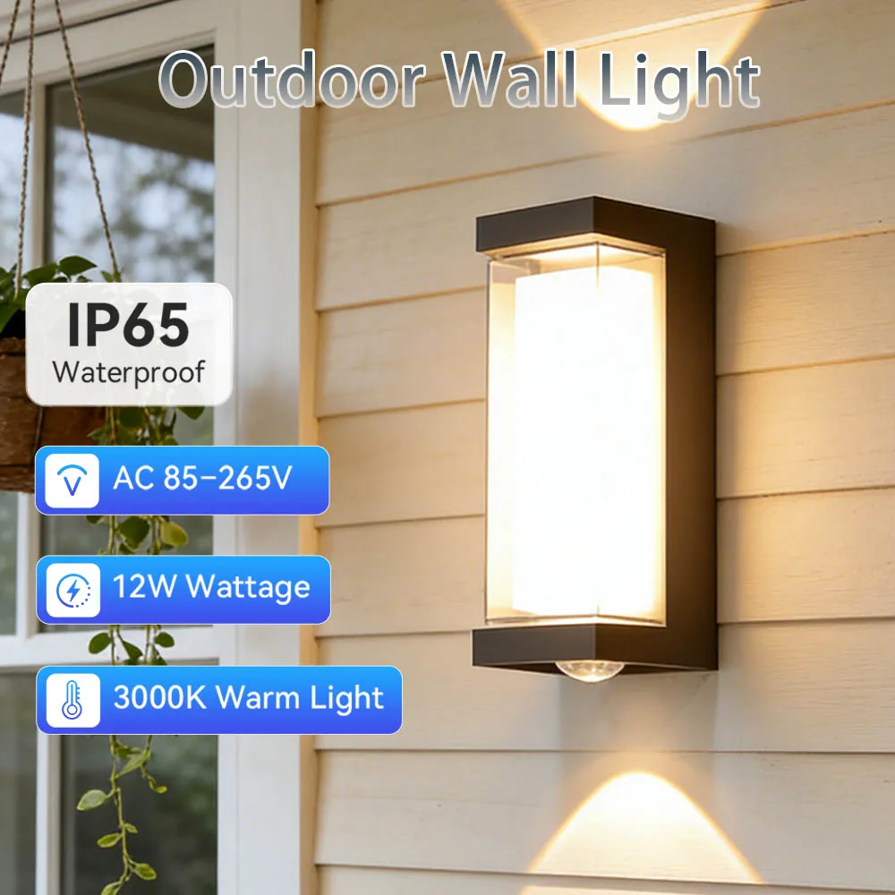 Outdoor Wall Light Home Waterproof Wall Lamp AC85-265V Porch Lights Outdoor Wall Lighting For Garden Backyard Doorway Decoration