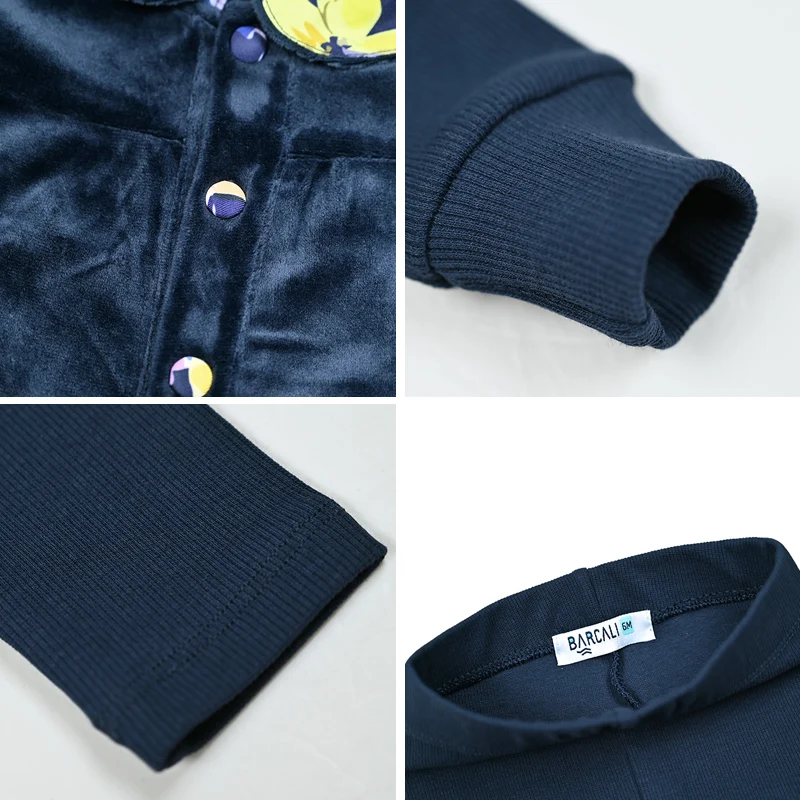 Familien-Shabbos Samt-Set Mädchenkleid Passendes T-Shirt Baby 2-Teiliges Set Langarm Kinderkleidung Blumenkragen und Knöpfe – Detail 29