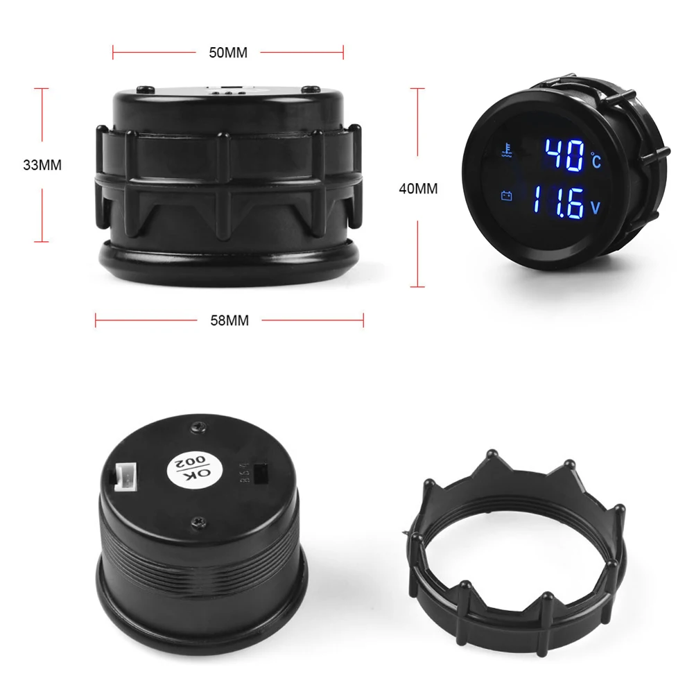 52mm Car Dashboard Gauge for Water Temperature and Voltage Measurement 12V 24V Compatibility 1/8 NPT Installation