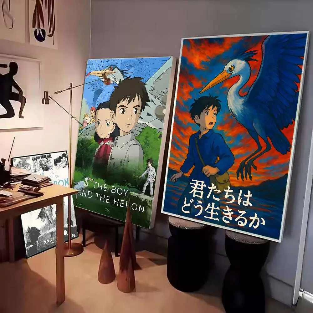 ملصق حائط فني عالي الدقة مقاوم للماء من الرسوم المتحركة The Boy And The Heron مطبوع ذاتي اللصق. ديكور غرفة المنزل الجمالي للمعيشة