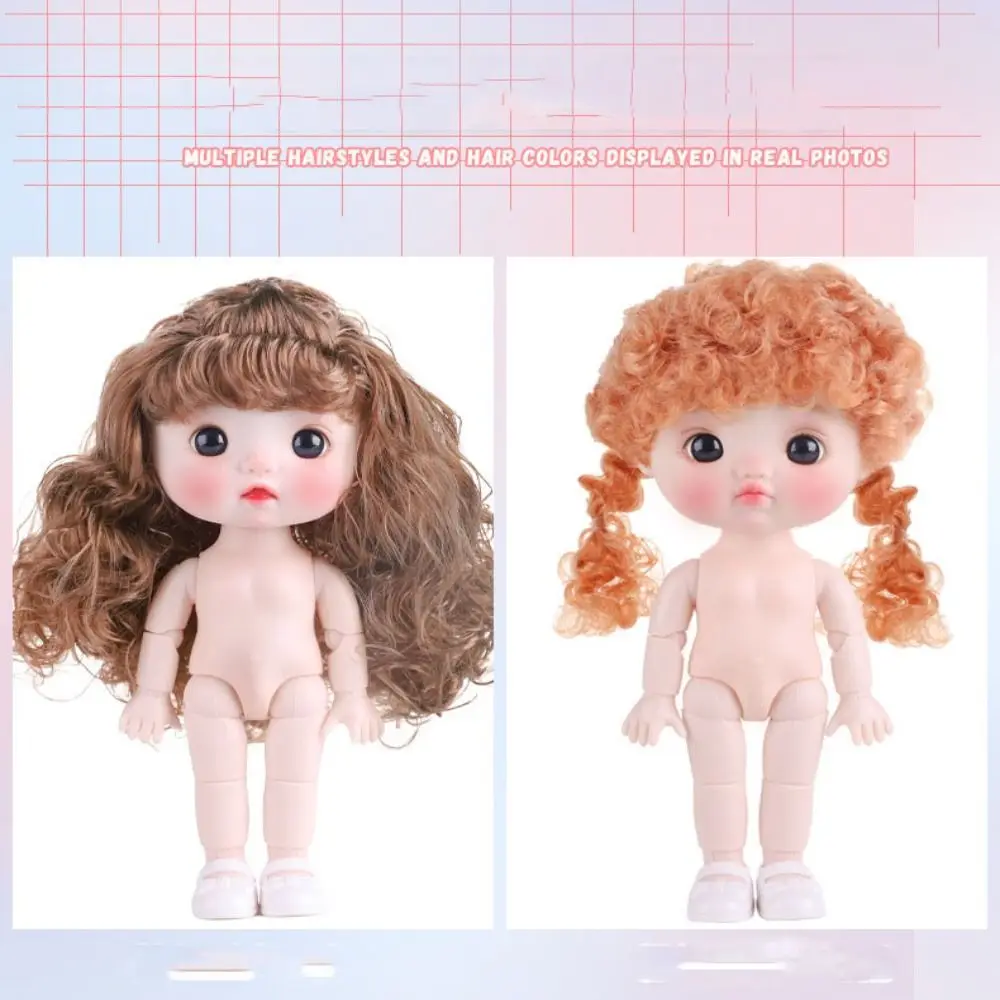 Bonito 1/6 bjd corpo de boneca conjunta móvel kawaii móvel nu 21 bola articulada boneca 3d diy cabeça grande boneca com cabelo crianças