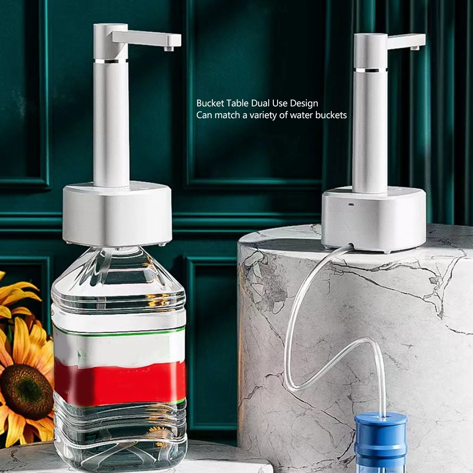 

Электрический диспенсер для бутылок с водой, зарядка через USB, универсальный автоматический насос для питьевой воды со шлангом 4,9 фута для дома и улицы