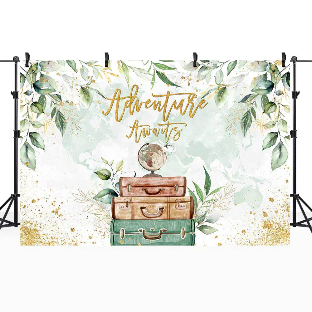 Mocsicka Adventure Awaits Newborn 1st Birthday Party Photo Background Boy Girls Baby Shower Backdrop Green Leaves Baptism Banner