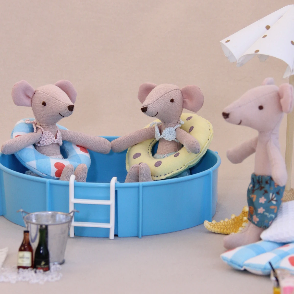 Speelhuisspeelgoed, 13 cm hoog, muis met bikini en strandshorts, 3 stijlen beschikbaar, geschikt voor Bjd Ob11 poppenhuismeubilair