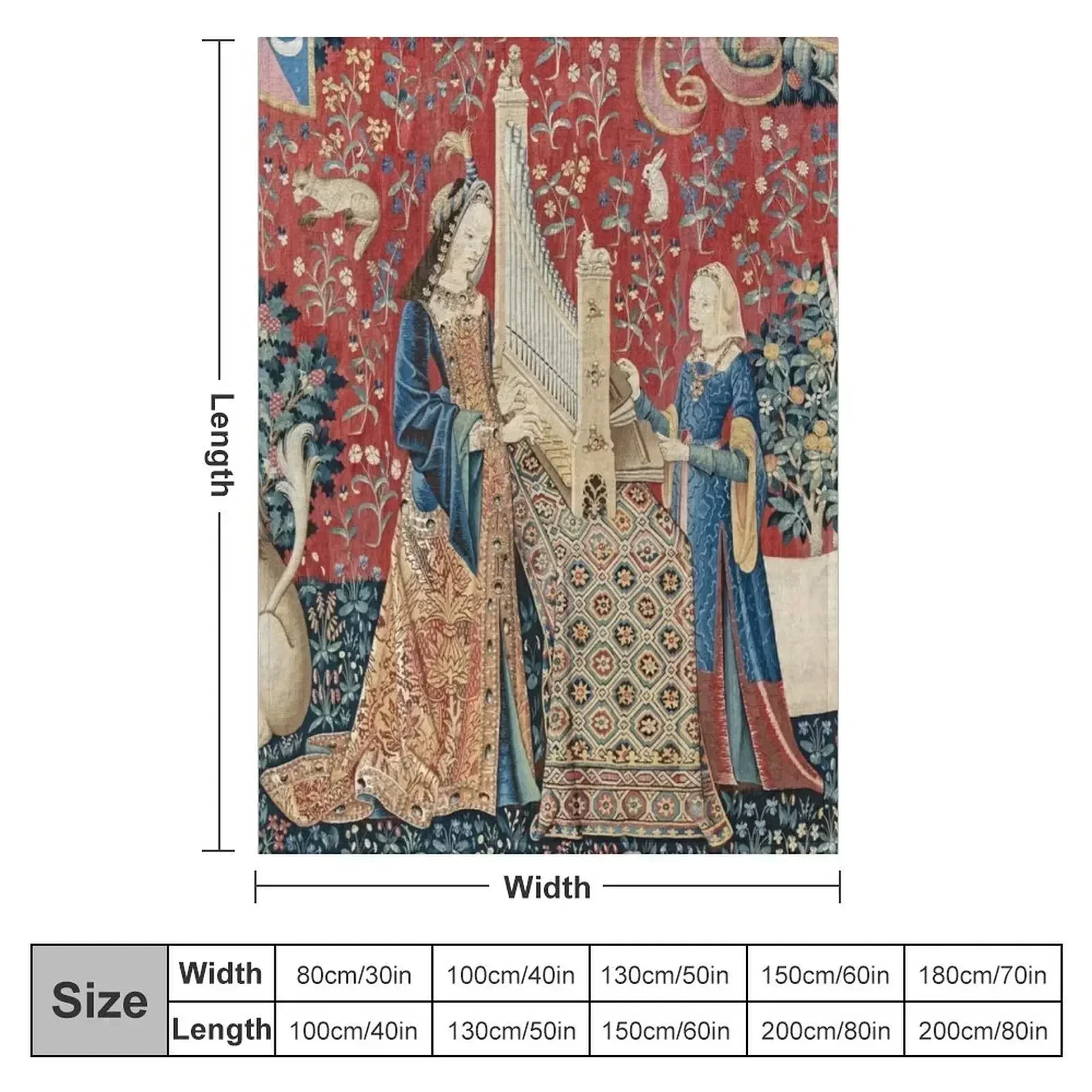 The Lady and the Unicorn Hearing Throw Blanket couch cozy soft plush fuzzy picnic outdoor blanket