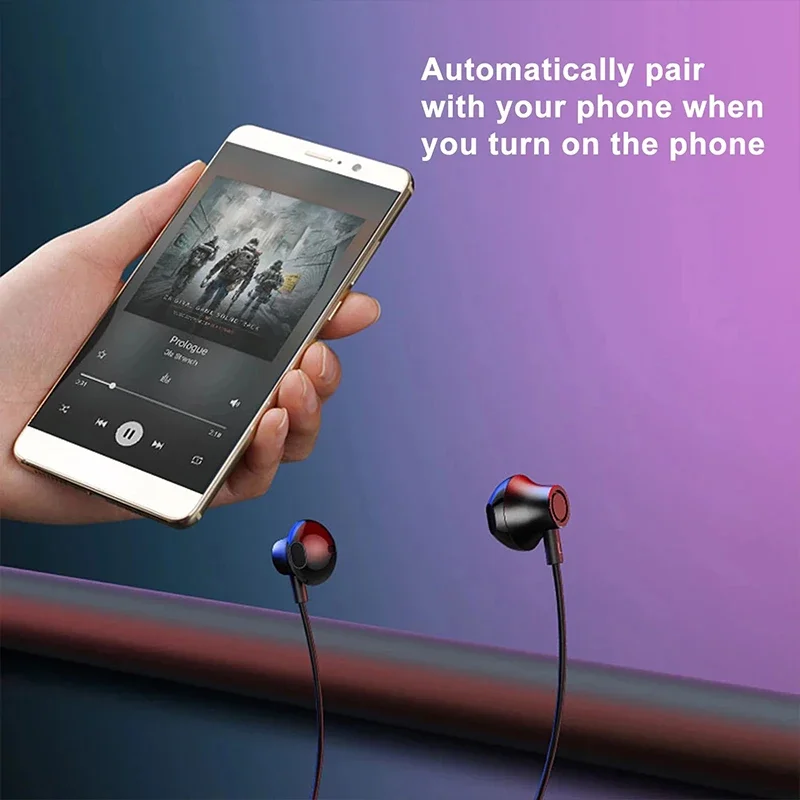 BT-95 Hanging Neck Bluetooth 5.0 Wireless Sports Headset Ear Headset Bluetooth Headphones Earbuds Earphone With Mic For iphone view 2