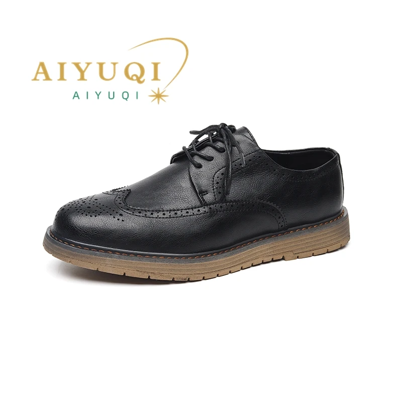 

AIYUQI Brogues Men Retro 2023 Summer New Men's Formal Shoes Breathable Casual British Style Lace-up Men's Shoes