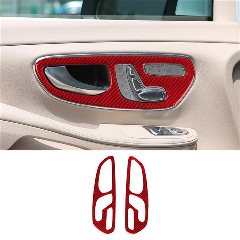 

Carbon Fiber Red Stickers Window Buttons Door Handles Cover Trim For Mercedes Benz V-Class V250 V260 2016-2021 Car Accessories