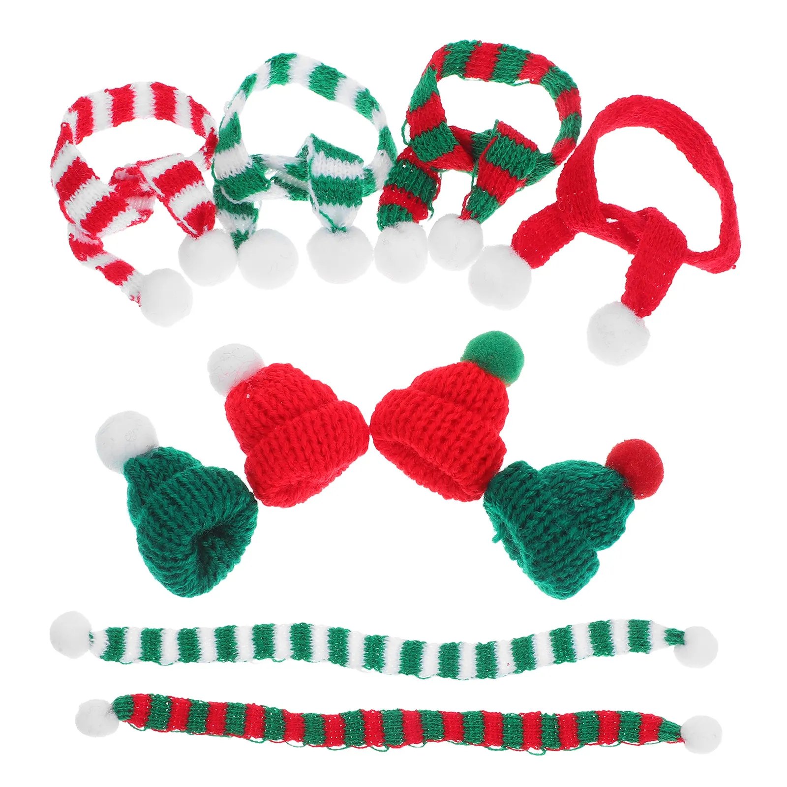32 Piezas de Mini Gorros Navideños de Hilo Tejido, Tapas para Botellas, Mini Bufandas, Decoración para Fiestas Navideñas, Fundas para Botellas de Vino de Navidad