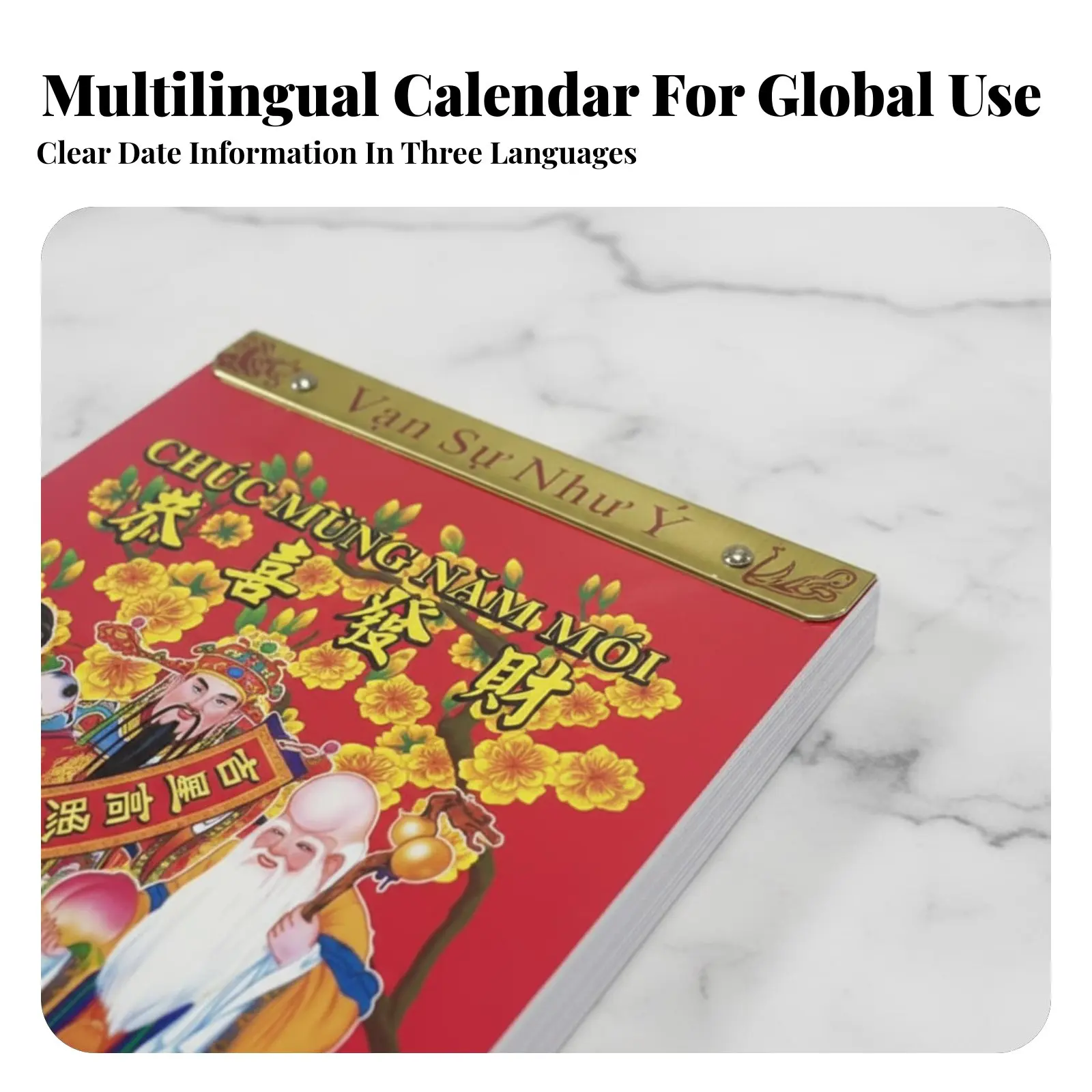 

Вьетнамский отрывной настольный календарь на 2026 год, ежедневный, многоязычный, многоразовый, с перекидным механизмом, для американского рынка, традиционный красный цвет