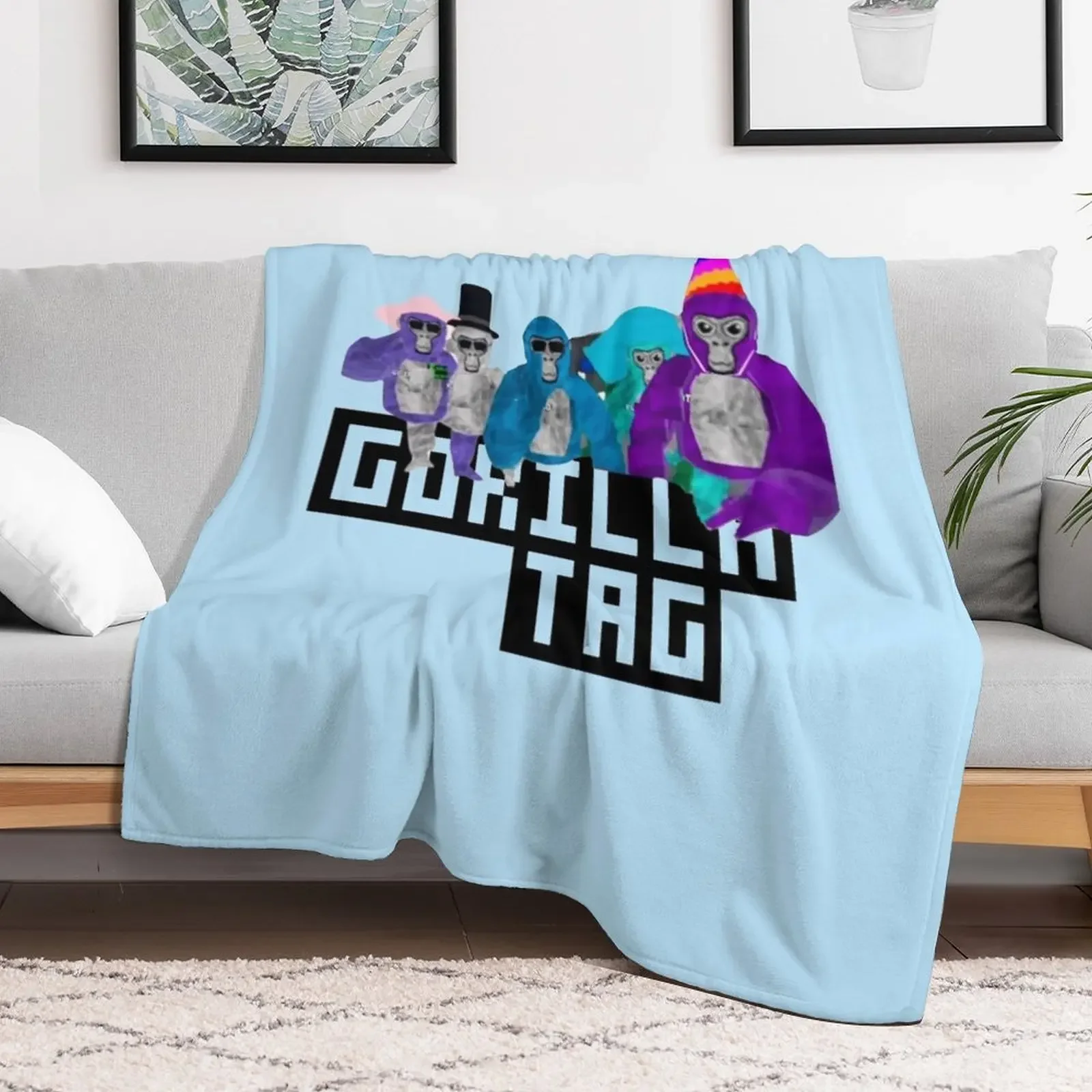 Gorilla Tag Party Time Brithday Gang Gorilla Tag Merch Unisex Tshirt Blend Hoodie Long Sleeve Crewneck Sweatshirt Throw Blanket