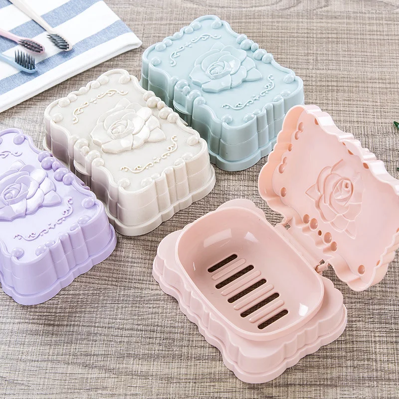 1PC Portable Bathroom Soap Dish With Lid Home Plastic Soap Box Keeps Soap Dry Soap Dish Travel Essentials Dropship