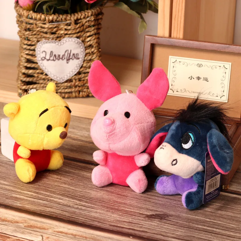 Disney Kawaii Toys Anime Figure Pooh Bear Tigger Piglet Eeyore Plush Keychain Student Backpack Car Keys Decor Children's Gift