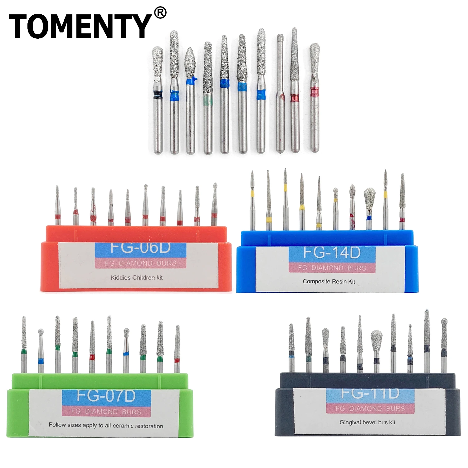 10pcs/Box TOMENTY Dental Diamond Burs Drill for High Speed Handpiece Dentistry Burs FG Series 1.6mm Dental Dentistry Material