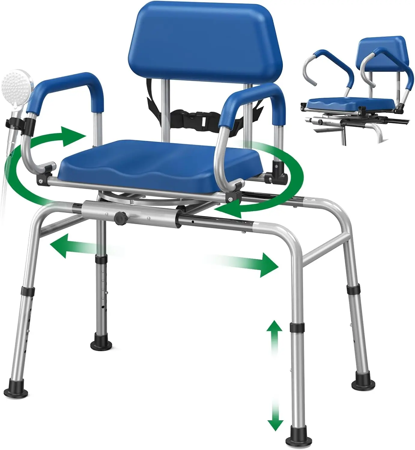 مقعد نقل حوض كرسي الاستحمام المنزلق FSA/HSA لحوض الاستحمام مع مقعد دوار، مقعد دش مبطن بأذرع محورية، H #1