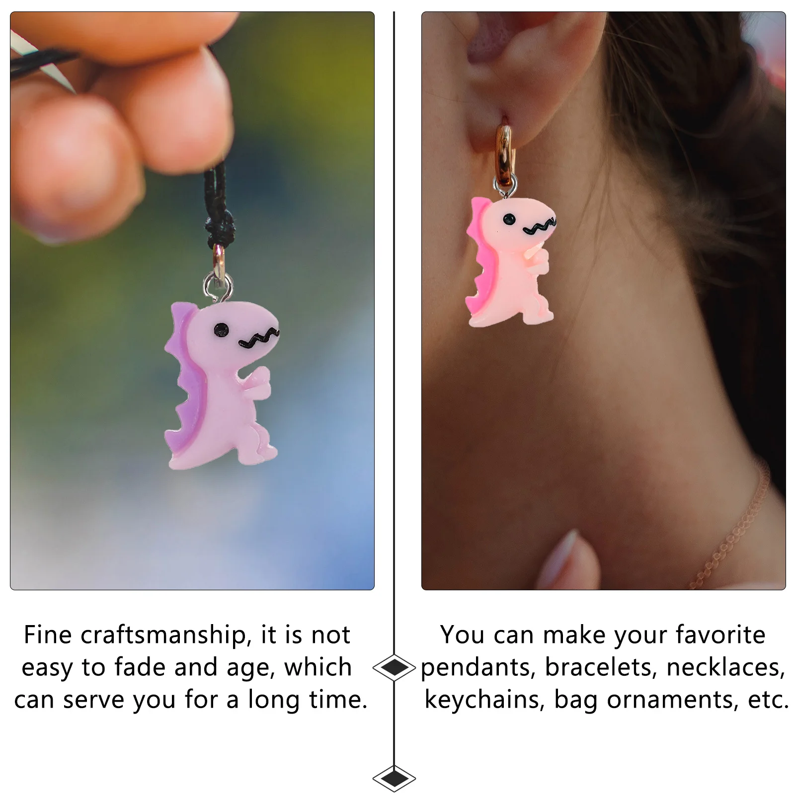 

50pcs Colorful Resin Dinosaur Charms Pendant DIY Jewelry Making Beads Accessories for Kids Gifts Parties Christmas Decorations