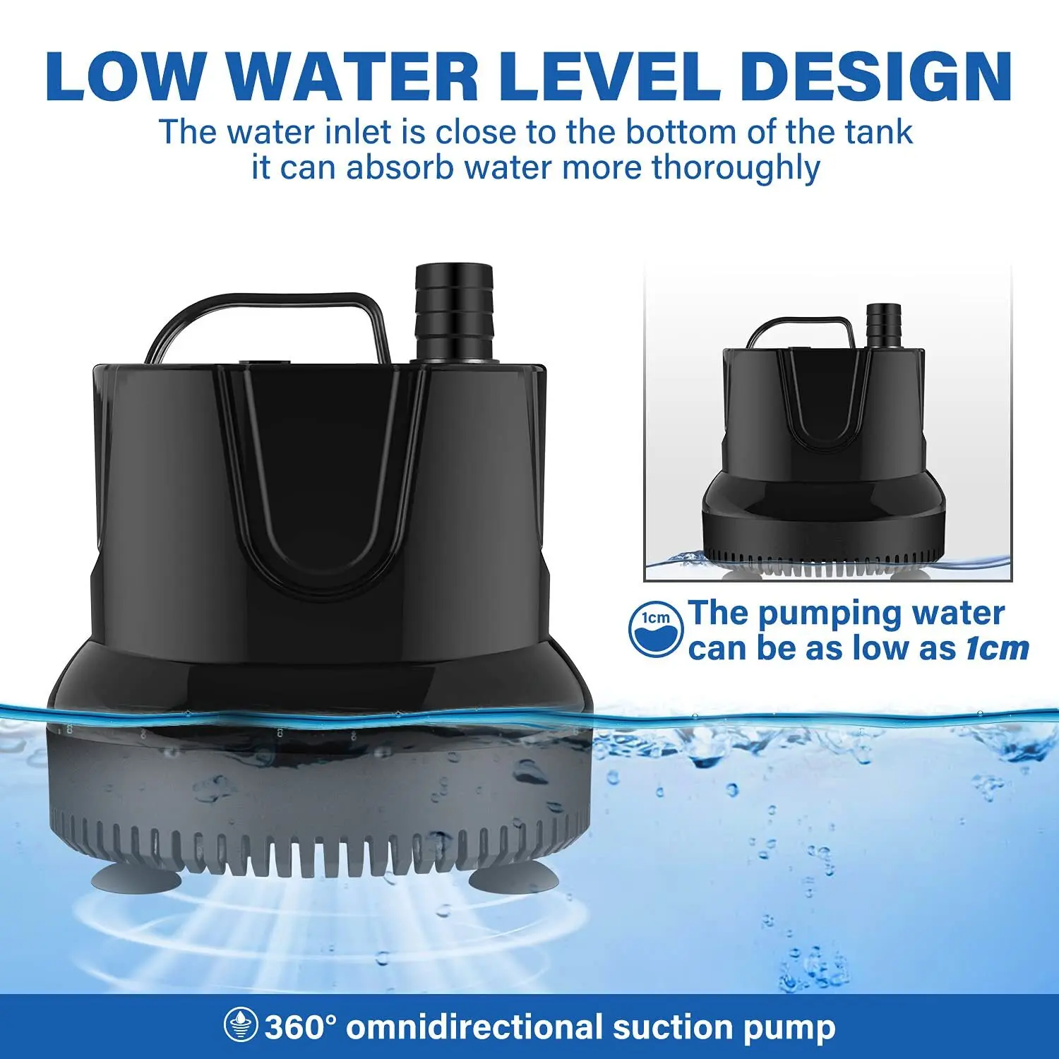 

1056GPH Bottom Suction Submersible Water Pump 4000L/H 85W 13ft High Lift