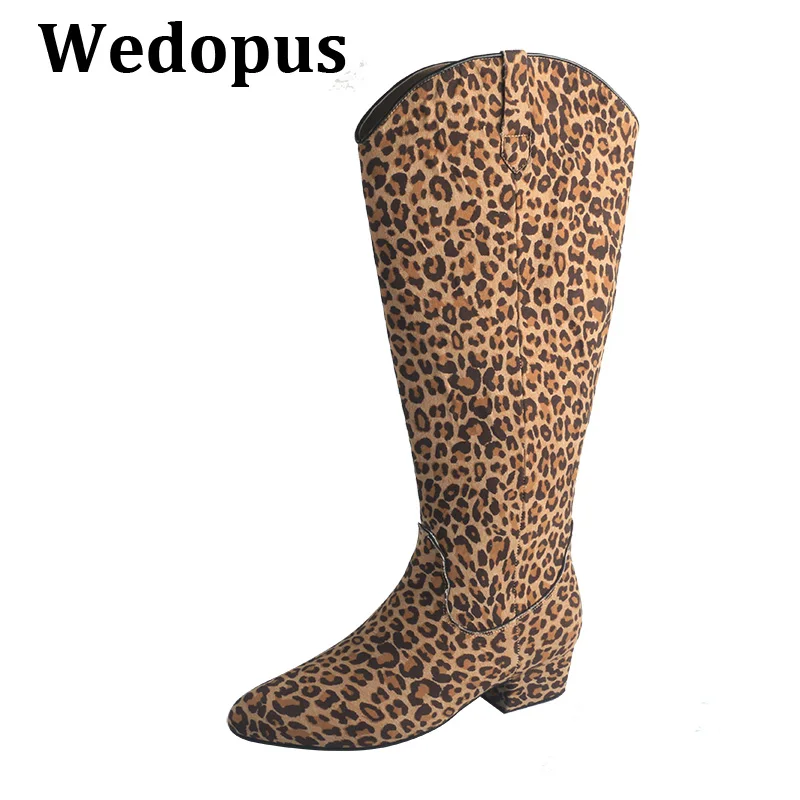 Wedopus ليوبارد خط أحذية الرقص الجانب سستة الجلد المدبوغ وحيد كعب الحضرية 4 سنتيمتر الرقص الأحذية الغربية للمرأة أشار تو أحذية الرقص #1