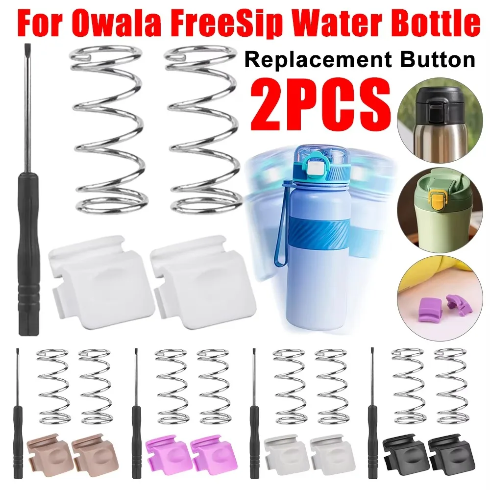 2Pcs with Springs Replacement Button Plastic Top Cap Push Switch Button Tiny Screw Driver Water Bottle Lid Switch