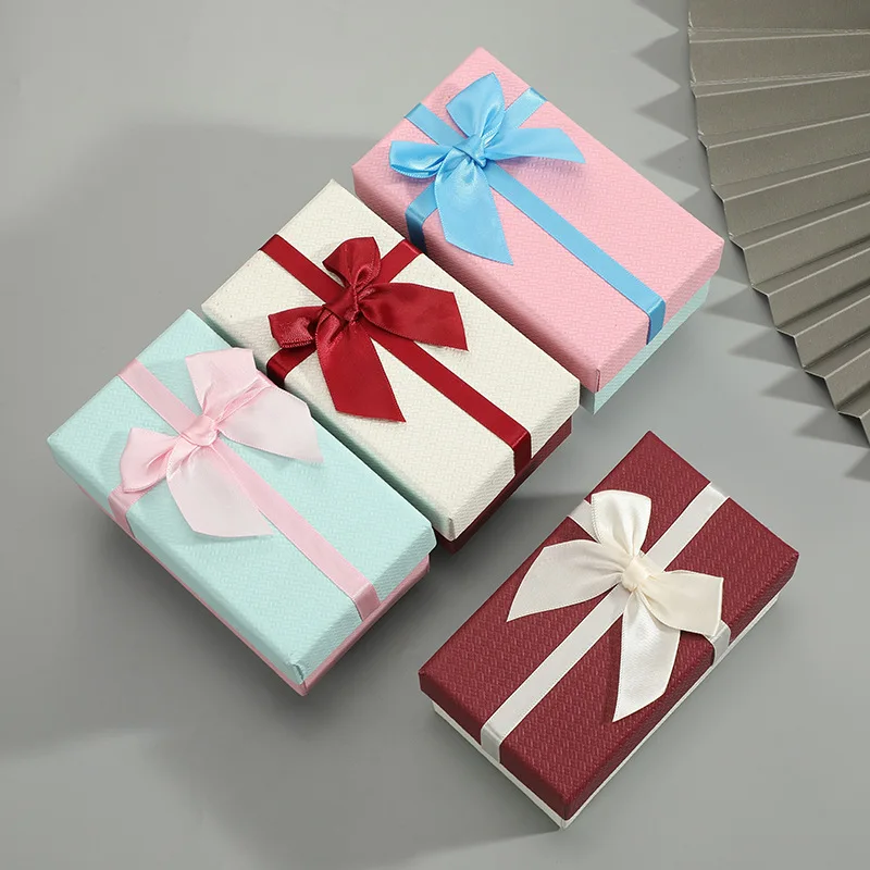 Caixa de presente retangular Bow, Minimalista Party Reward Gift Packaging Box, Holiday and Birthday Gift Box