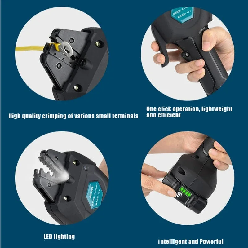 New EW-50X Rechargeable Crimping Pliers Electric Photovoltaic Cold-press Terminal Pre-insulated Tubular Terminal Crimping Pliers
