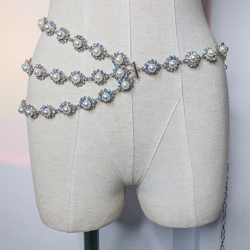 Dança do Ventre Brilho para Mulheres, Cadeia de Cintura, Strass em Camadas, Acessórios Biquíni para Jóias do Corpo