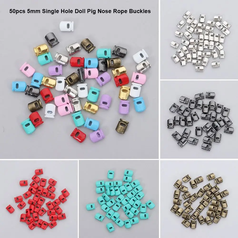 

50 шт., 5 мм, кукла с одним отверстием, веревочные пряжки для носа, сделай сам, мини-металлические пряжки без пружинных пряжек, декоративные аксессуары для кукол
