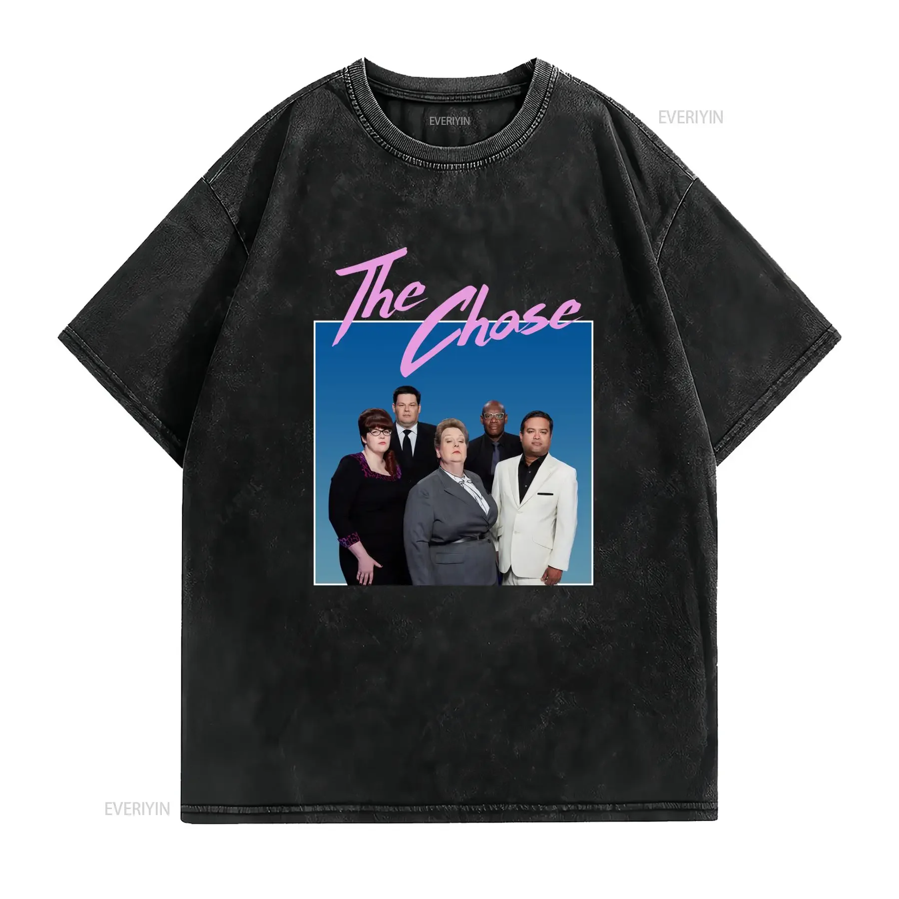 Men's Plus Size The Chase Uk Game Show T Shirt Black with Chaser Contestant Team Print 200G Heavyweight Non Stretch Fabric Soft