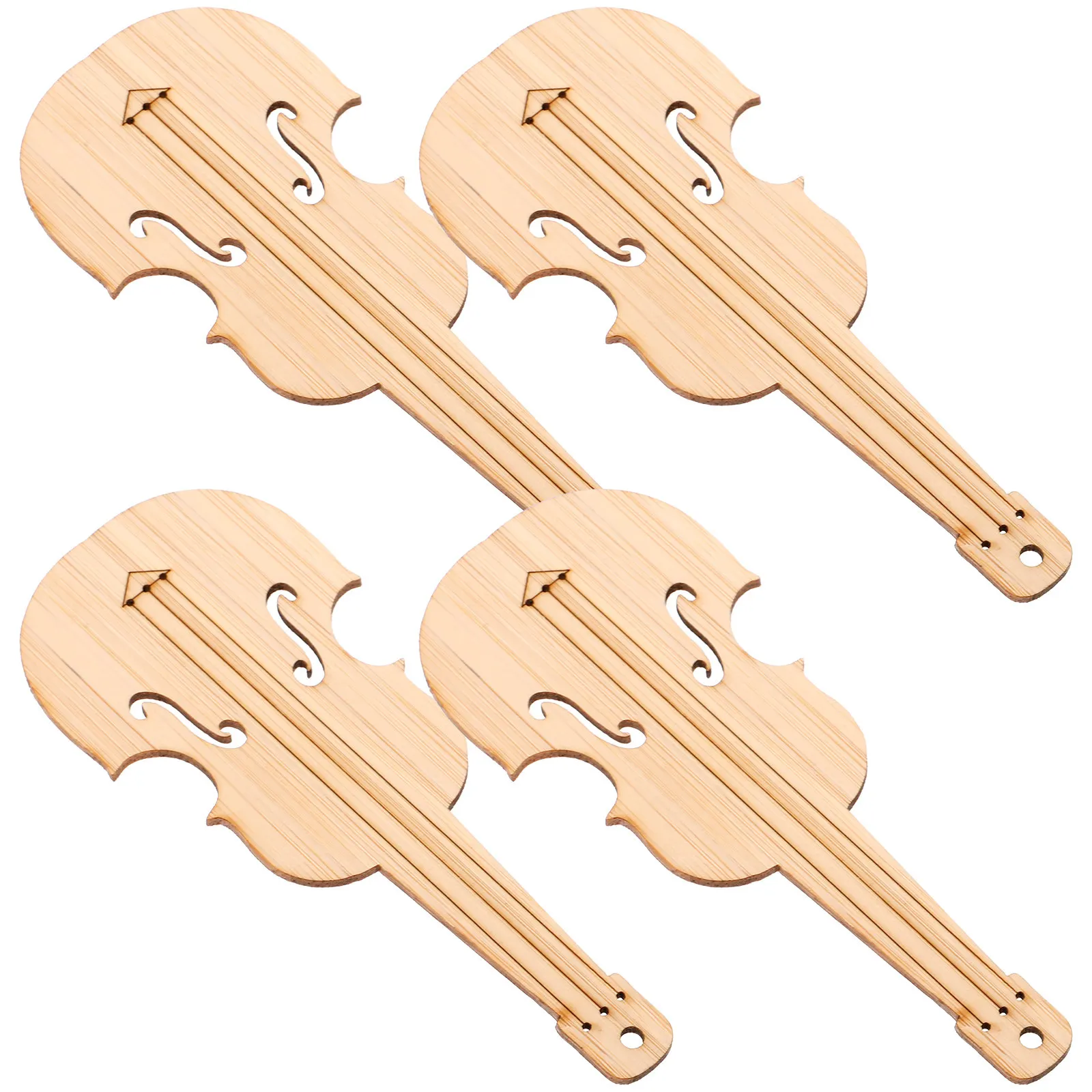 

4Pcs Elegant Bamboo Bookmarks Musical Instrument Theme Violin Flute Guitar Piano Page Markers for Book Lovers Students Teachers