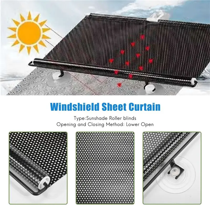 A44I-Sunshade Roller Blackout Suction Cup Blinds Curtains For Living Kitchen Office Car Window Free-Perforated Curtain