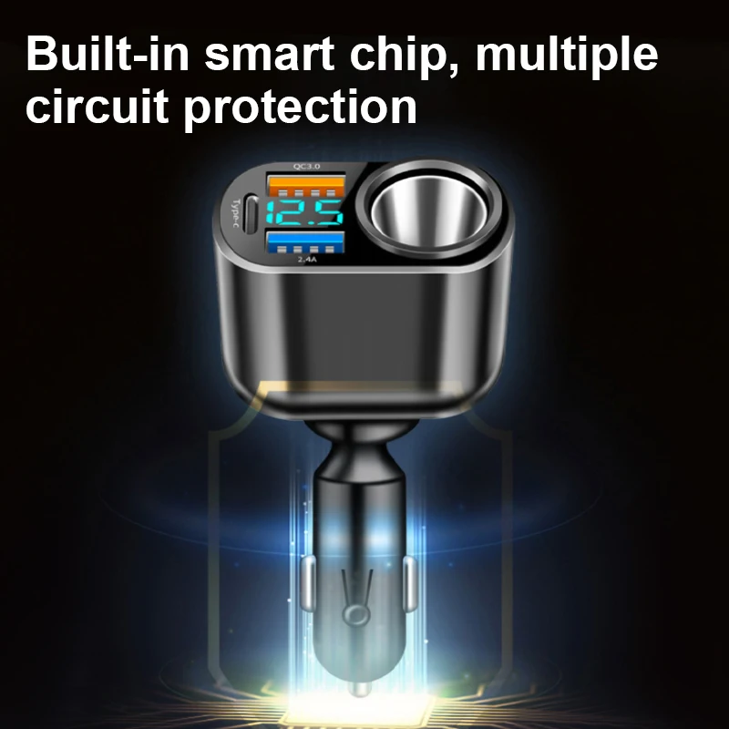 SEAMETAL Car Cigarette Lighter Adapter 66W USB Fast Charge Phone Charger 12V-24V Universal Car Charger for iPhone Samsung Xiaomi