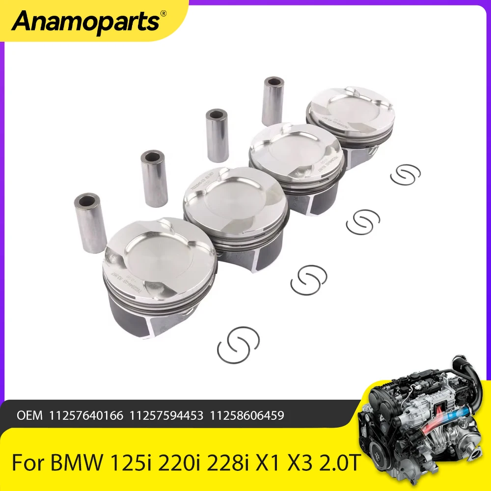 

Engine Parts 4pcs Piston With Rings Fit 2.0 T For BMW 125i 220i 228i X1 X3 X5 F20 F21 F22 E84 N20B20 2.0T Gas STD 11258606459