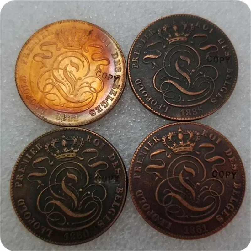 1860,1835,1811,1861 BELGIUM 5 CENTIMES COPY COINS Challenge Pocket Coins Christmas Gifts