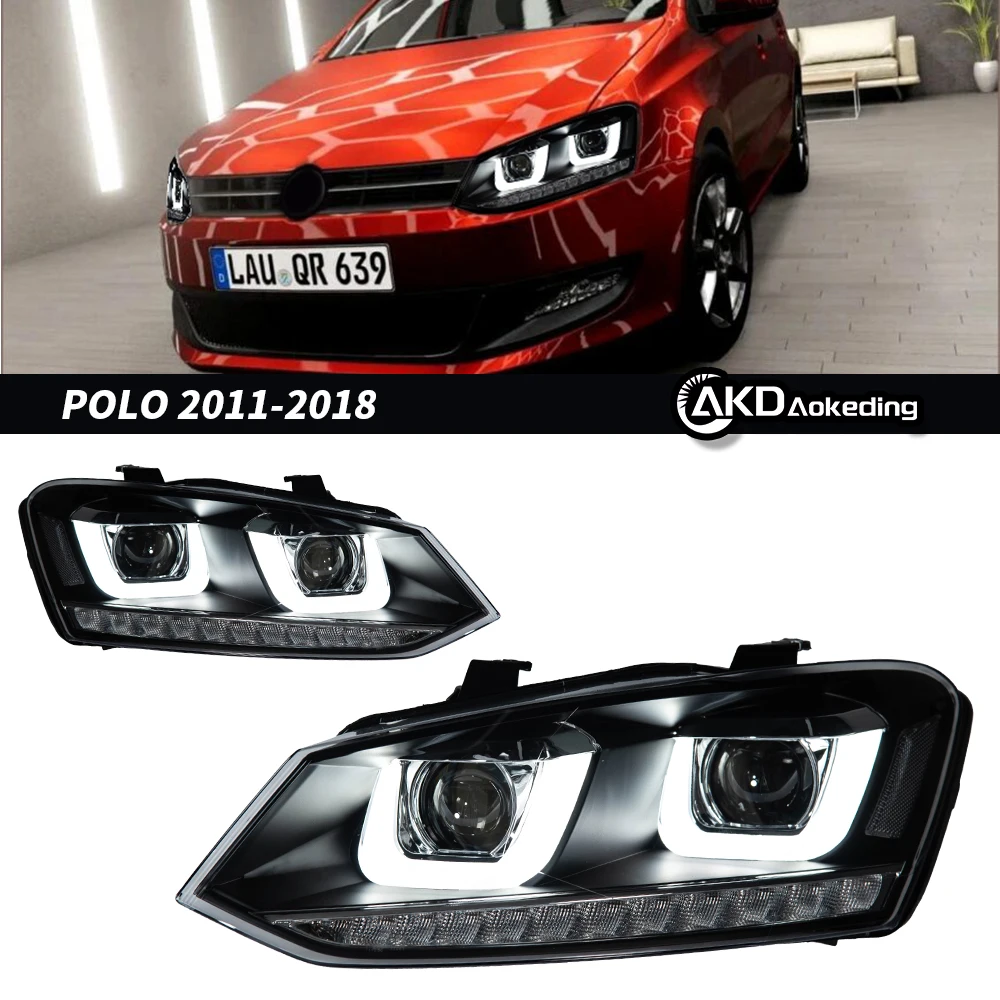 

Auto Parts For VW POLO Headlights 2011-2018 GTI latest Styling LED Daytime Lights Dual Projector Car Accesorios Modified